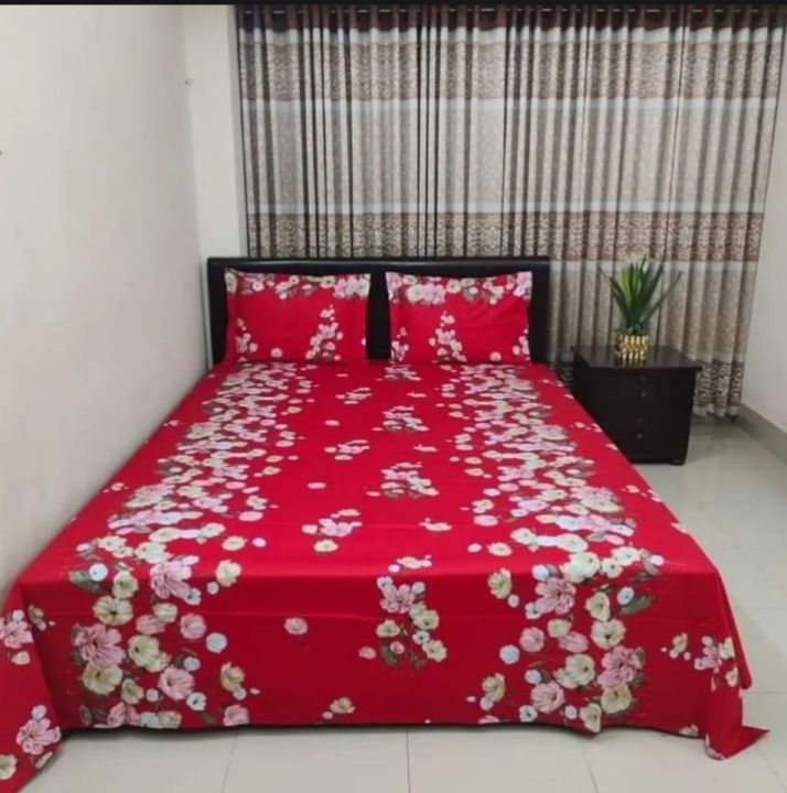 luxury panel cotton double size twill panel bed sheet size (7×8) feet King size with two pillow cover