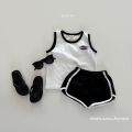 TZ24040 summer Korean version 2025 new baby pure cotton sports casual vest shorts two-piece set.