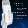 Professional White USB Condenser Microphone Studio Recording Mic for PC Computer Phone Gaming Streaming Podcast Vocals Youtube.