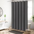 1PC dark grey fabric shower curtain liner, modern bathroom simple shower curtain or liner, tarp and machine washable, 12 hooks. 