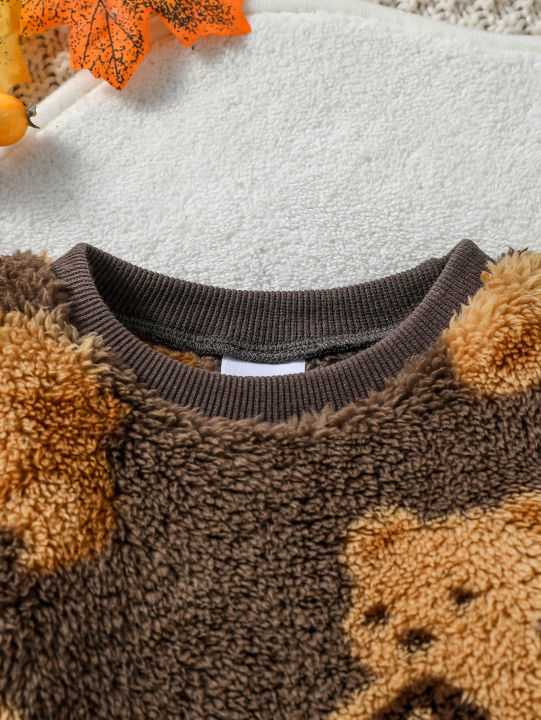 2024%20New%20Style%206M-3Y%20Baby%20Unisex%202-piece%20Infant/Toddler%20Winter%20Cute%20Little%20Bear%20Plush%20Sweater%20Pants%20Casual%20Set%20-%20Image%205