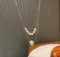 Pearl Double Layer Clavicle Chain Necklace.