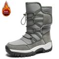 Brand Men's Winter Shoes Waterproof Men's Boots Warm Plush Couple Snow Boots Outdoor Non-slip Hiking Boots Men Work Ankle Boots. 