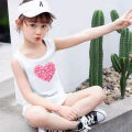 2024 Summer Girls Cute Cat Print Vest Princess Girl Fashion Tank Top Kids Sleeveless T-shirt 3-14y.