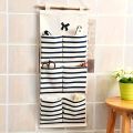 1Pc Linen Hanging Storage Bag Organizer with Multi Pockets, Wall Mounted Versatile Organizing Closet Storage Room Organizer. 