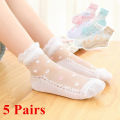 5Pairs/Lot Summer Soft Cotton Girl Socks Breathable Children Short Ankle Socks Kids Lace Princess Mesh Ruffle Lolita Socks. 