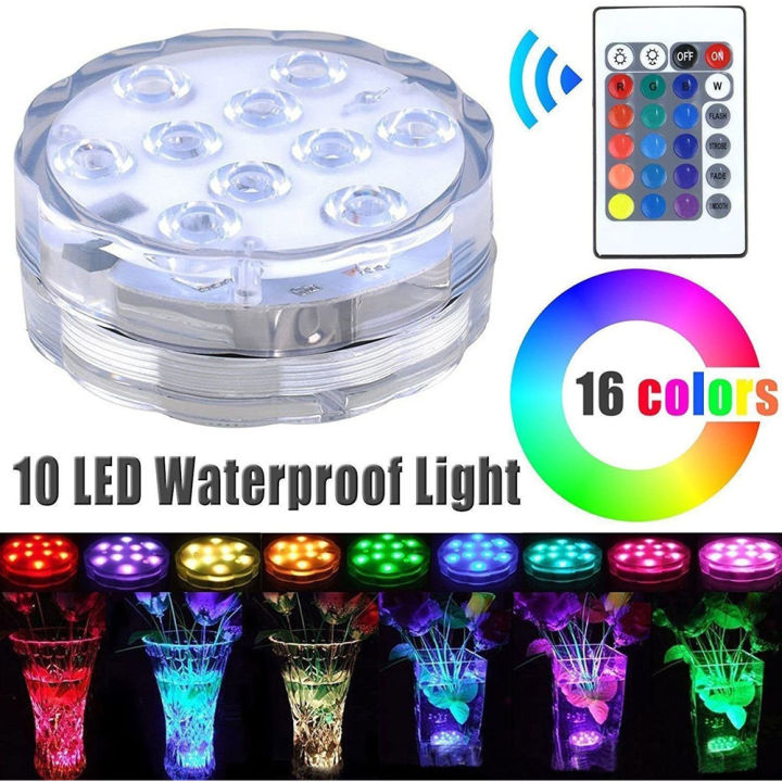 16 Colors 10leds LED Submersible Light Remote RGB Swimming Pool ...