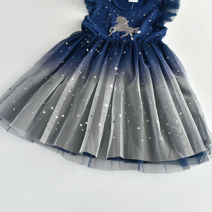 VIKITA%20Girls%20Flare%20Sleeve%20Summer%20Dress%20Kids%20Unicorn%20Print%20Birthday%20Party%20Mesh%20Tulle%20Princess%20Elegant%20Dresses%20Girl%20Gradient%20Dress%20-%20Image%205