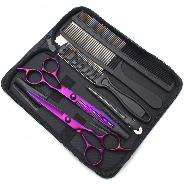 Hair%20Scissors%206"%20Japan%20Stainless%20Hairdressing%20Scissors%20Blue%20Hair%20Scissors%20Barber%20Shop%20Thinning%20Scissors%20Haircut%20Set%20Comb%20C1001%20-%20Image%204