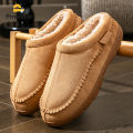 Winter Slippers for men Mark Line TPR Sole Faux Suede Warm Non Slip Soft Memory Foam Cushion Living Room Shoes. 