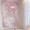 VIKAMA Healing Angels Tapestry Blonde Maiden x Lace White Wings Pink and White Roses Bedroom Nursery Decoration.