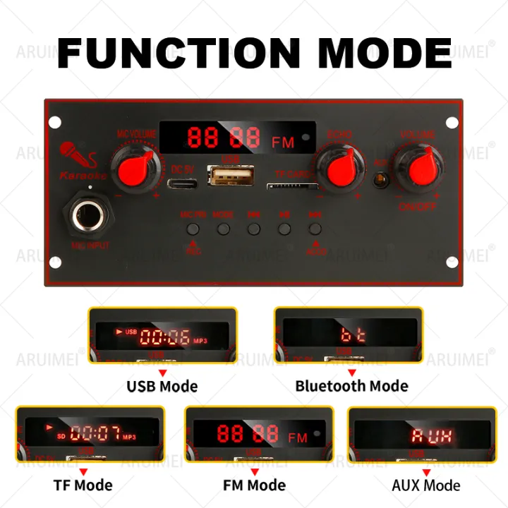 Bluetooth%205.0%20MP3%20WMA%20Decoder%20Board%2010W%20Amplifier%205V%206.5mm%20Microphone%20FM%20Radio%20TF%20USB%20Car%20Audio%20Music%20Player%20Speaker%20Handsfree%20-%20Image%203