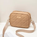 Women's Quilted Embroidered Crossbody Bag - Trendy Fashion in Tofu Leather, Available in Solid Colors..