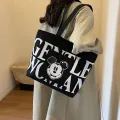 Disney Large Capacity Canvas Bag Women's 2024 New Trendy Cartoon Mickey Tote Bag College Student Class Shoulder Tote Bag. 