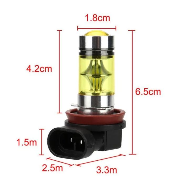 2x%20H11%20H8%20Super%20Bright%20LED%20Bulbs%203000K%20Yellow%20100W%201500LM%20DRL%20Fog%20Light%2020-SMD%20-%20Image%202