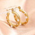 ZAKOL Y2K Trendy U Shape Stainless Steel Round Earrings For Women Girls Gold Color Imitation Pearl Crystal Ears Jewelry Gifts. 