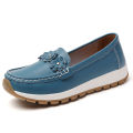 Women's casual flat shoes, 100 genuine leather shoes, lightweight spring and summer loafers, walking mom shoes. 