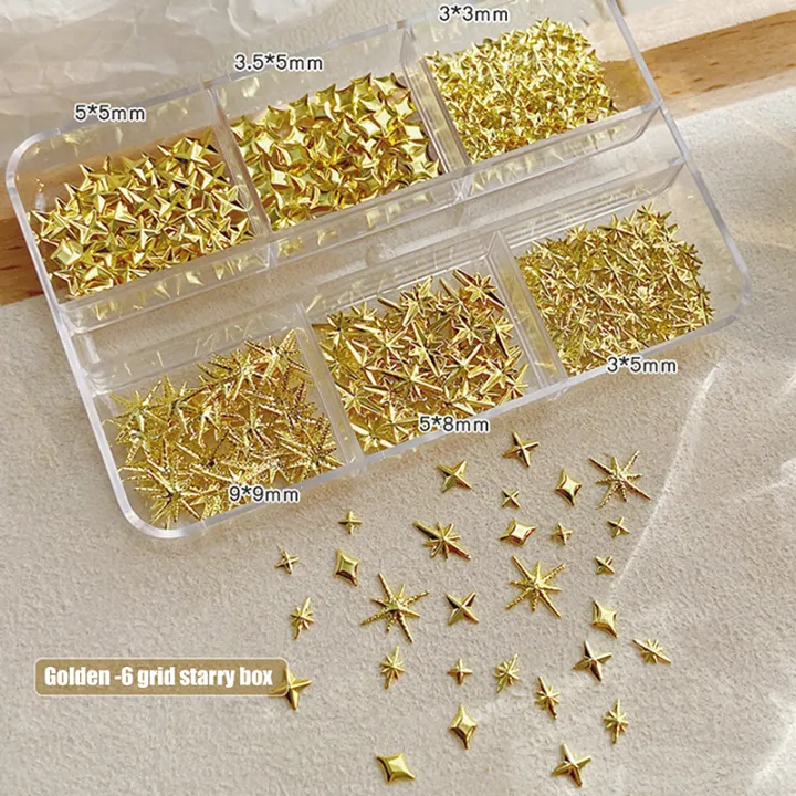 6%20Grids%20Metallic%20Gold%20Silver%20Nail%20Art%20Rhinestones%20Decor%20Manicure%20Charms%20Flatback%20Starburst%20Pentagrams%20Jewel%20Nail%20Accessories%20-%20Image%202