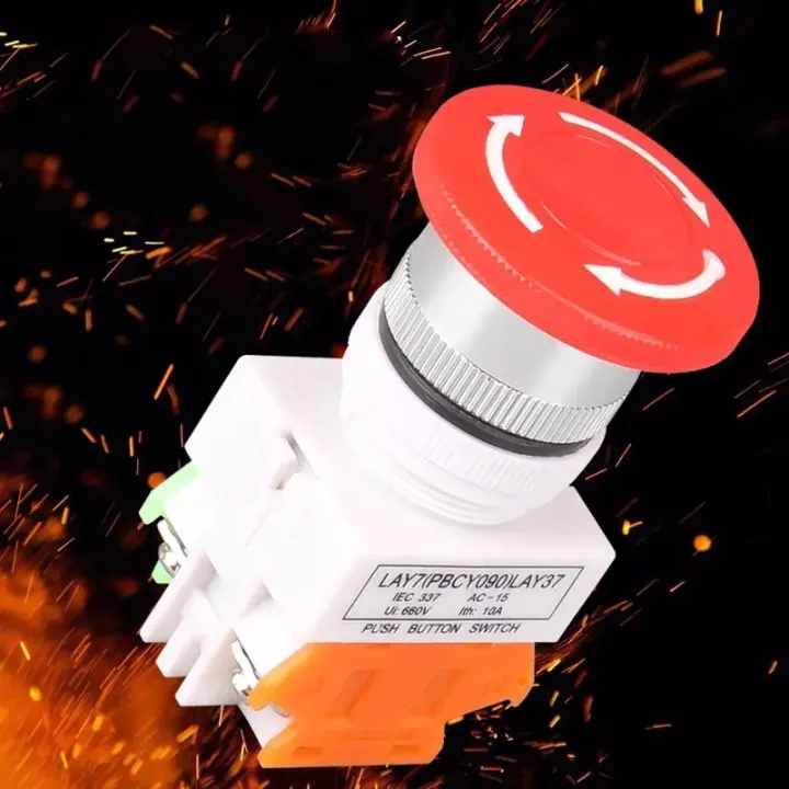 Switch emergency stop button mushroom head emergency stop button switch 22mm lay37