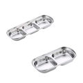 Stainless Steel Sauce Dish Spice Plates Gravy Boats Appetizer Serving Tray Rectangle Divided Oil Spice Dipping Tray Small Dish. 