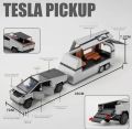 1:32 Teslas Cybertruck Trailer Car MPV VAN Alloy Diecasts Toy Vehicles Metal Toy Car Model Sound and light. 