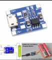 TP4056 1A Li-Ion Battery Charging Board Micro USB with Current Protection is a tiny module, perfect for charging single cell 3.7V 1 Ah or higher lithium ion (Li-Ion). 