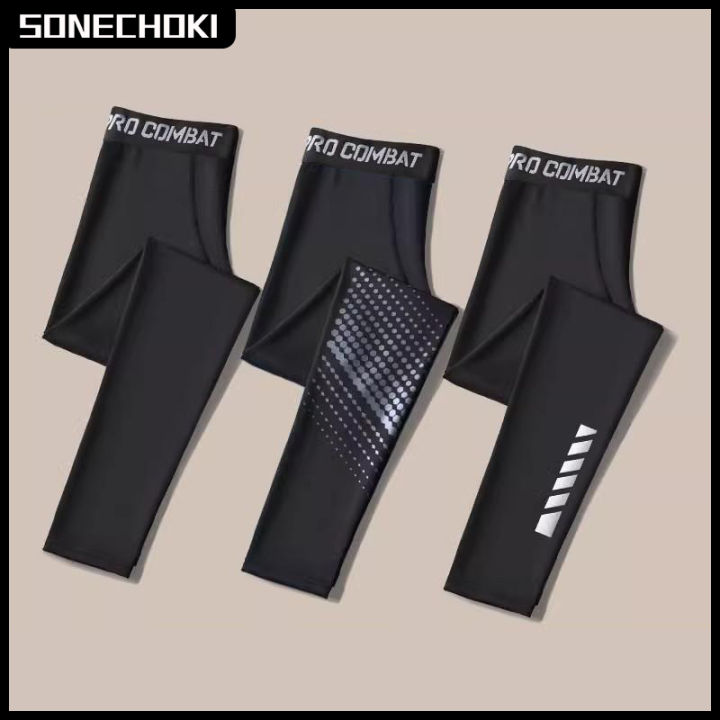 SONECHOKI Compression Pant Men Training Gym Leggings Dry Fit Running Tights Fitness Basketball Jogging Workout Trouser Polyester
