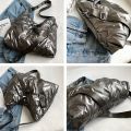 Versatile Quilted Crossbody Shoulder Bags Large Capacity Down Cotton Padded Messenger Bag Solid Color Handbags for Women Men. 