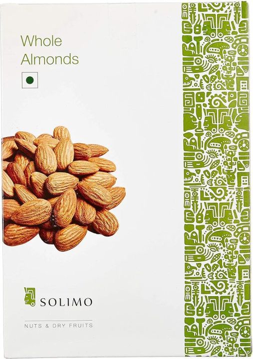 Amazon Brand - Solimo Whole California Almonds (Grade - Non Pareil) 500G