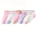 5 Pairs of Children's Floor Socks with Lace, Heart-Shaped Unicorn Pattern, for Boys and Girls, Baby Toddler Soft-Soled Shoes, Indoor Non-Slip Rainbow Pony Mid-Tube Socks, Suitable for Casual Daily Life. 