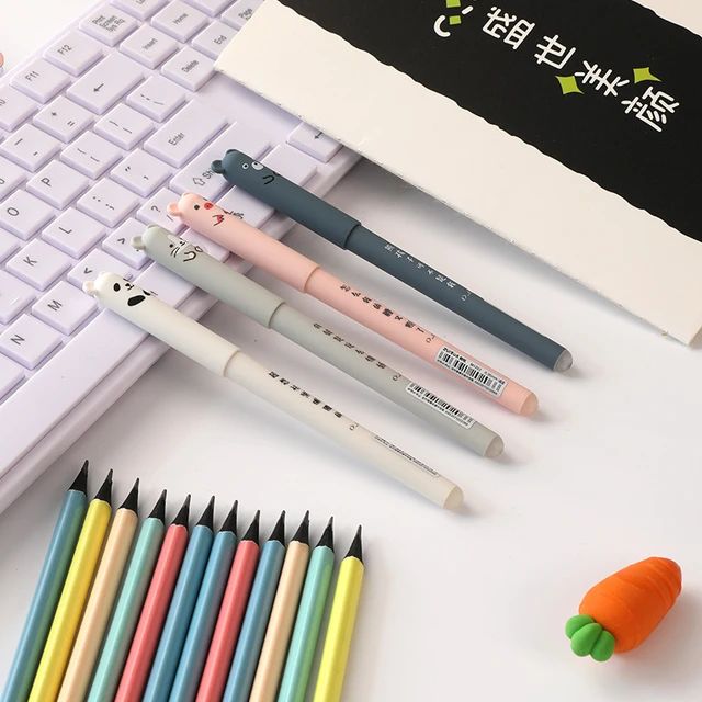 Gel Pen Erasable Pack of 4 Gel Ink Pen Gel Pen 0.35 mm Kawaii Ballpoint Pen Cartoon Animal Panda Erasable Gel Pen