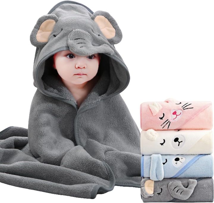 Baby Hooded Towel 31x31 in - Organic Cotton Bath Set, Quick Dry & Absorbent with Animal Design (Baby Shower , 1-Piece Set)