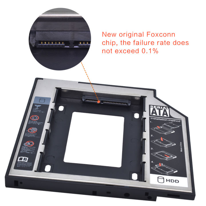 TISHRIC%20Plastic%20Aluminum%20Universal%20%209.5/12.7mm%20SATA%203.0%202nd%20HDD%20Caddy%202.5"%20SSD%20CD%20DVD%20to%20HDD%20Case%20Enclosure%20CD-ROM%20ODD%20Optibay%20-%20Image%203