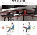 L-Shaped Desk with Shelf, 57 x 51 Inch Corner Computer Gaming Desk with Monitor Stand for Home Office and Gamer, Large PC Laptop Study Writing Table Workstation. 