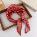 Retro Classic Red Cashew Pattern Diamond Silk Scarf Women's Low Ponytail Tie-Up Headband Scarf Headwrap Triangle Neck Scarf.