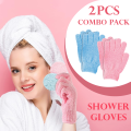 Exfoliating Shower Gloves - 2 Pcs Bath Scrub Mitt for Smooth Skin. 
