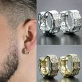 Hip Hop Sparkling Geometry Round Zircon Hypoallergenic Earrings for Men Women Fashion Cool Punk Rock Party Daily Wear Jewelry. 