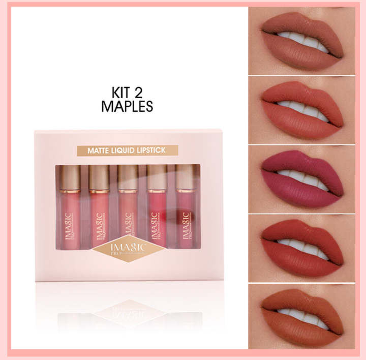 IMAGIC 5 Colours Lipstick Set Velvet Matt Liquid Lipstick 5Pcs Full Set (Kit #02 Maples)  MATTE LIQUID LIPSTICK
