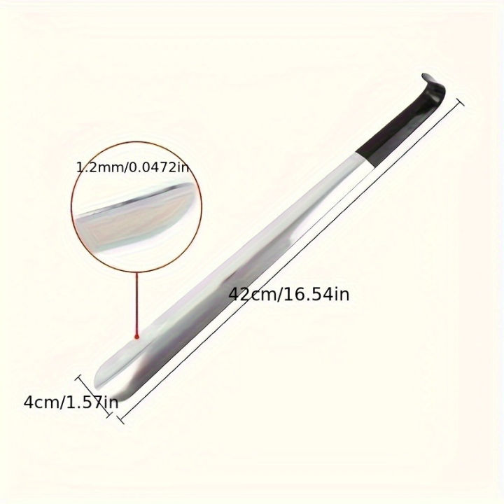 1pc%2016.5-inch%20Stainless%20Steel%20Pair%20Shoehorn%20With%20A%20Black%20Handle%20Makes%20It%20Easy%20To%20Wear%20Shoes%20Without%20Bending%20Over%20-%20Image%205