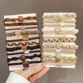 5/10/20pcs Simple Style Hair Tie Set Braided Hair Rope Heart Decor Scrunchies Elastic Ponytail Holder Hair Accessories For Women. 