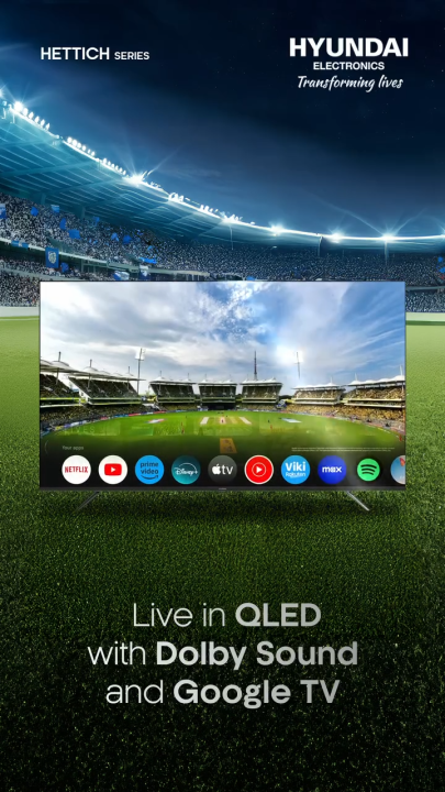 Hyundai 55 Inch QLED 4K Smart Google TV (55HYGTVQL4K-SMART) – Ultra HD, Dolby Audio, Android 14, 2GB RAM, 64GB Storage, AiPQ Processor