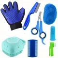8 Pcs Pet Grooming Set, Hair Removal Comb For Dog, Flea Comb, Dog Shampoo Brush, Pet Nail Clippers, Dog Toothbrush Set. 