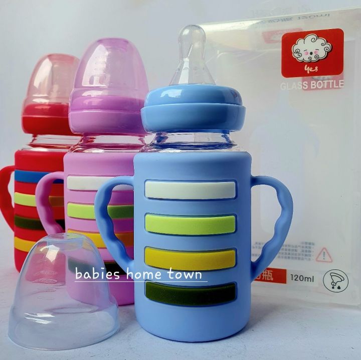 Yes glass baby feeder 120ml/4oz with silicon cover imported (1feeder)