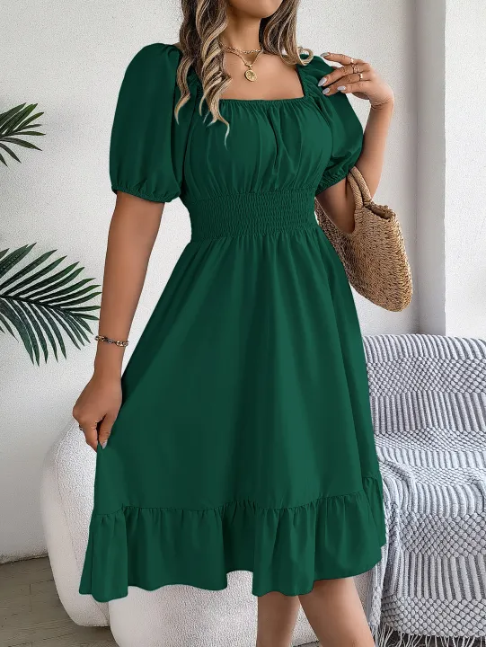 Spring%20Summer%20Elegant%20High%20Waisted%20Dress%20Square%20Neck%20Short%20Sleeved%20Ruffled%20Edge%20Long%20Dresses%202026%20Valentine's%20Day%20Woman%20Clothing%20-%20Image%207
