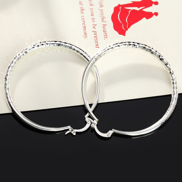 Charms%20fine%20925%20Sterling%20Silver%205CM%20circle%20hoop%20Earrings%20for%20Women%20fashion%20Pretty%20wedding%20party%20Jewelry%20Holiday%20%20-%20Image%202
