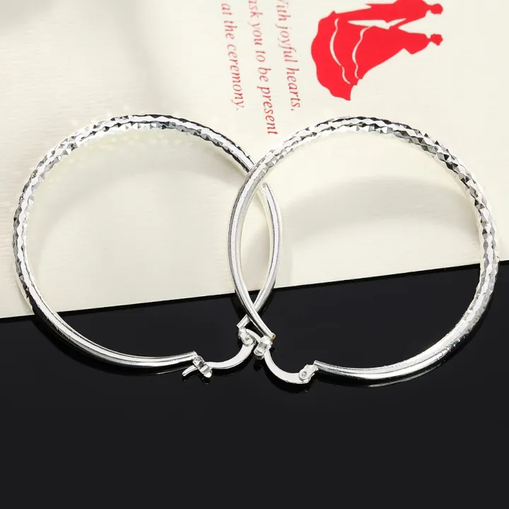 Charms%20fine%20925%20Sterling%20Silver%205CM%20circle%20hoop%20Earrings%20for%20Women%20fashion%20Pretty%20wedding%20party%20Jewelry%20Holiday%20%20-%20Image%202