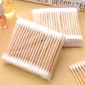300pcs Double Head Wood Cotton Swab Nose Ears Cleaning Women Makeup Tools Lipstik Cotton Buds Tip Sticks Bastoncillos Oidos. 