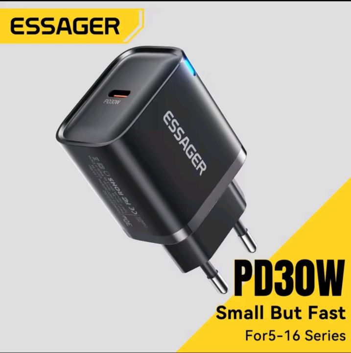 Essager 30W GaN Type C to C Charger PD 3.0 Fast Charge Phone QC 3.0 Quick Chargers For iPhone or Android