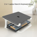 Ergonomic laptop stand with keyboard stand - portable desktop lift, suitable for MacBook, PC, tablet - sturdy. 