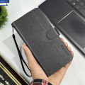 Realme Note 50 Flip Book Cover - Gray - New Leather Wallet Flip Cover with Magnetic Lock Strap & Card Slots. 